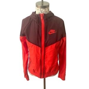 NIKE Retro Hooded Wind Breaker Red and Purple Size Extra Small